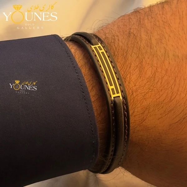 دستبند طلا چرم مردانه L186